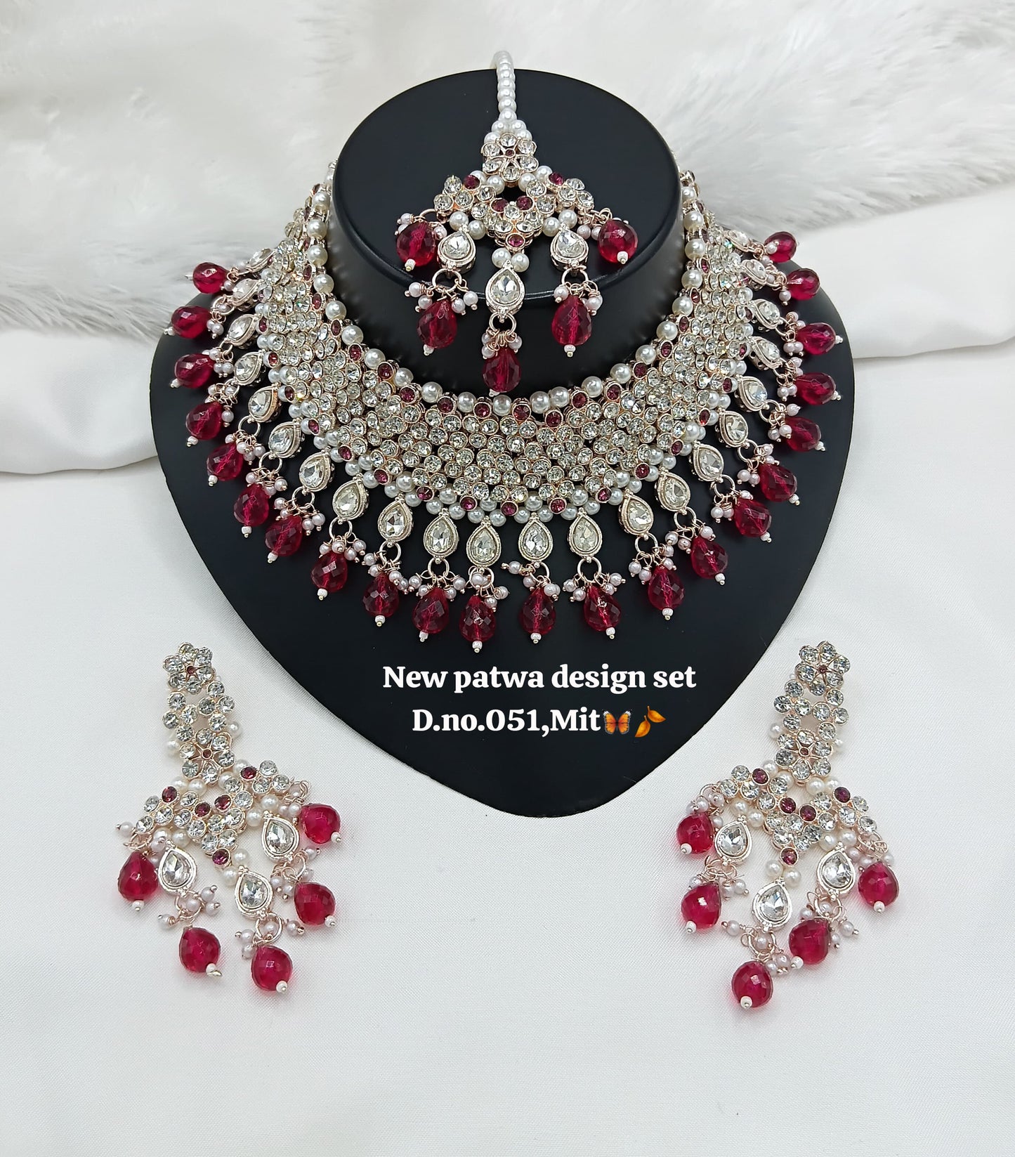 Designer Choker Bridal Necklace Set with Earrings & Maang Tikka