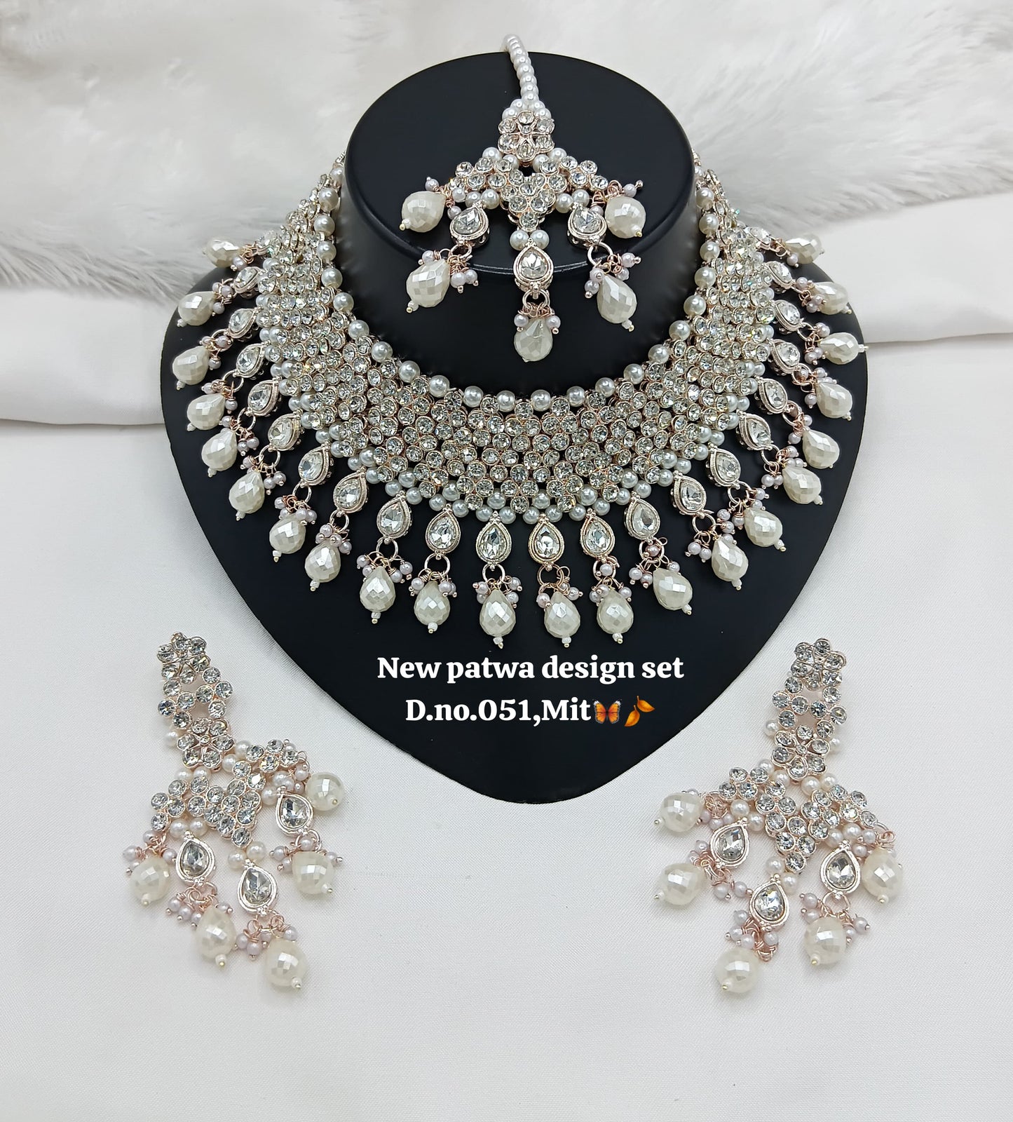 Designer Choker Bridal Necklace Set with Earrings & Maang Tikka