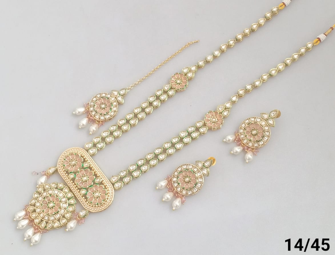 Gold Plated Long Kundan Jewellery Set