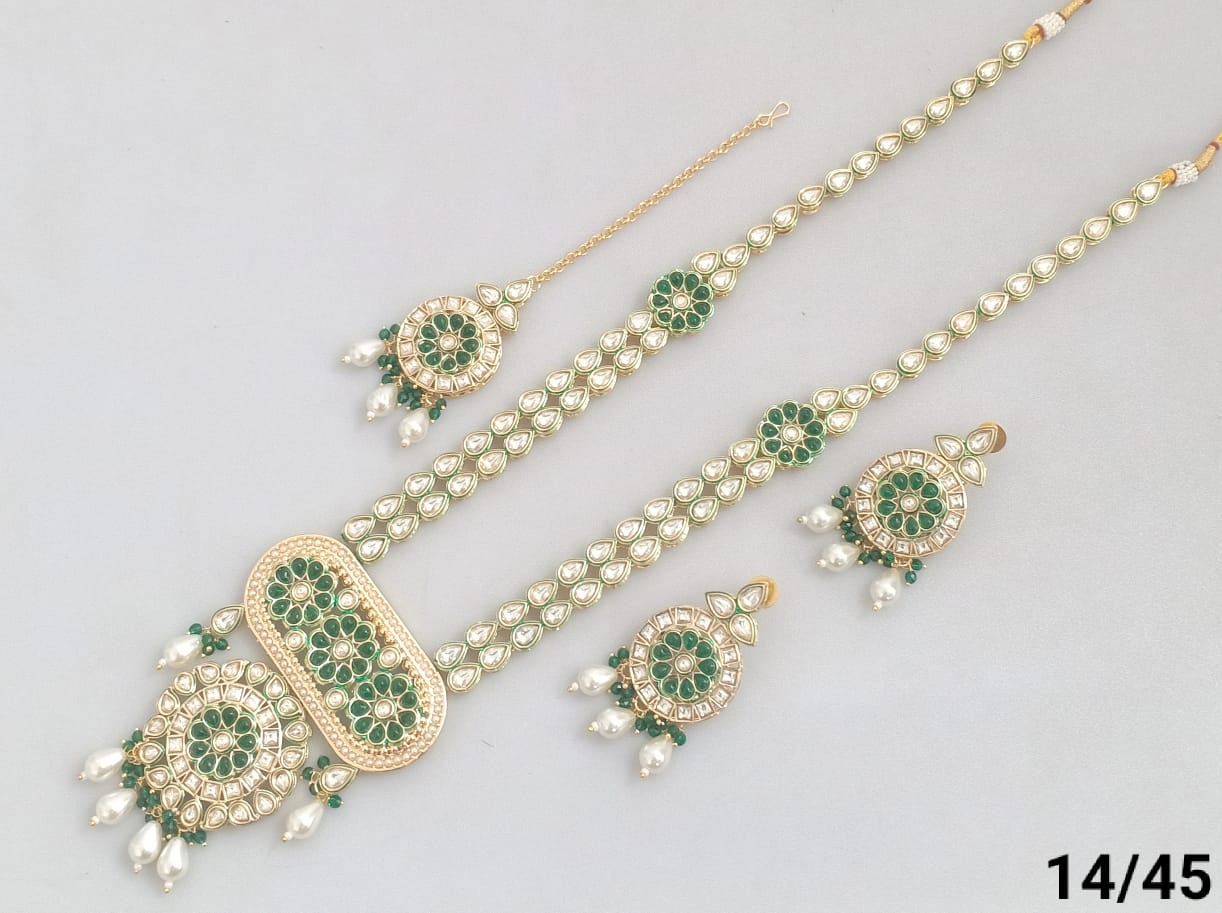 Gold Plated Long Kundan Jewellery Set