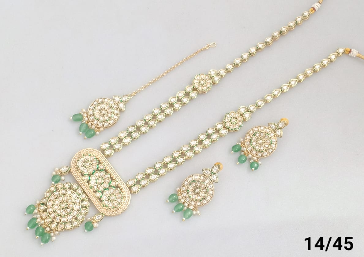Gold Plated Long Kundan Jewellery Set