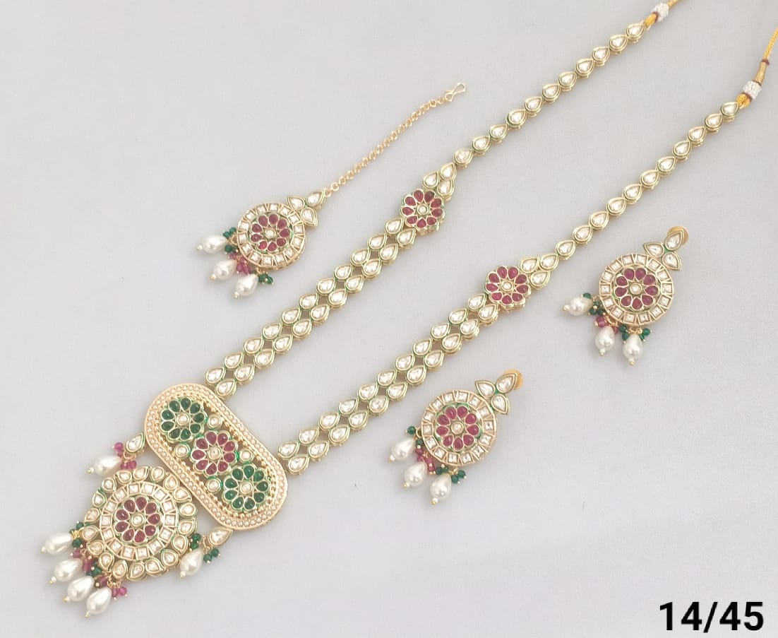 Gold Plated Long Kundan Jewellery Set