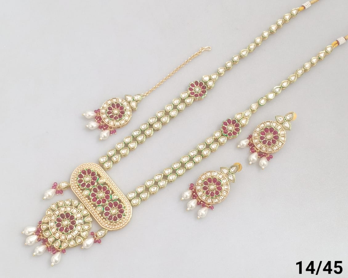 Gold Plated Long Kundan Jewellery Set