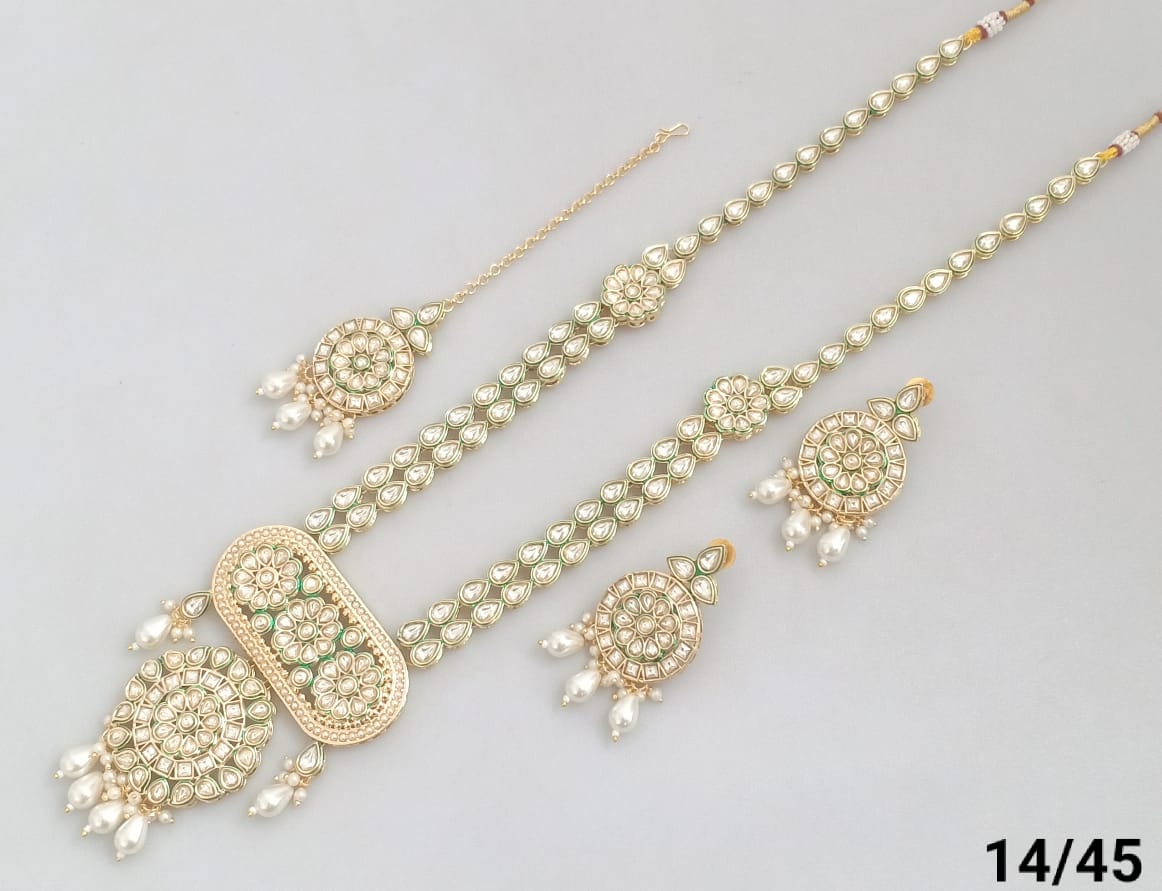 Gold Plated Long Kundan Jewellery Set