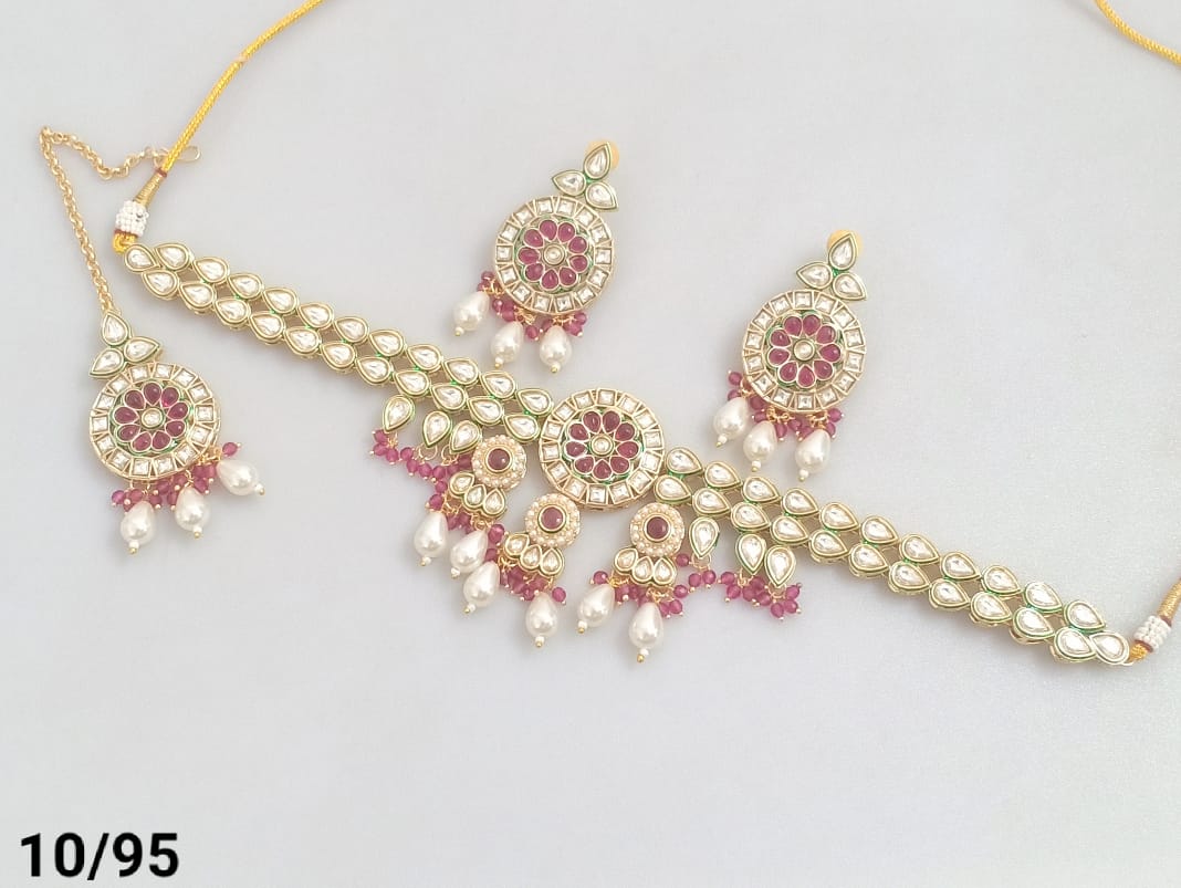 Gold Plated Kundan Necklace Set