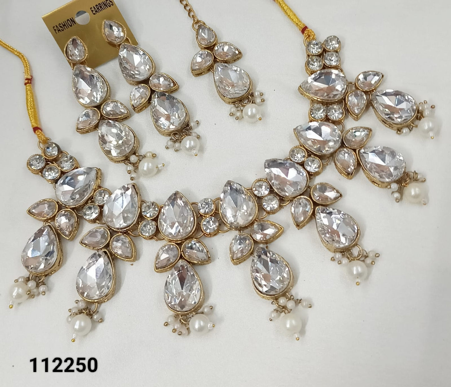Antique Pearl & Gold Plated Choker Jewellery Set