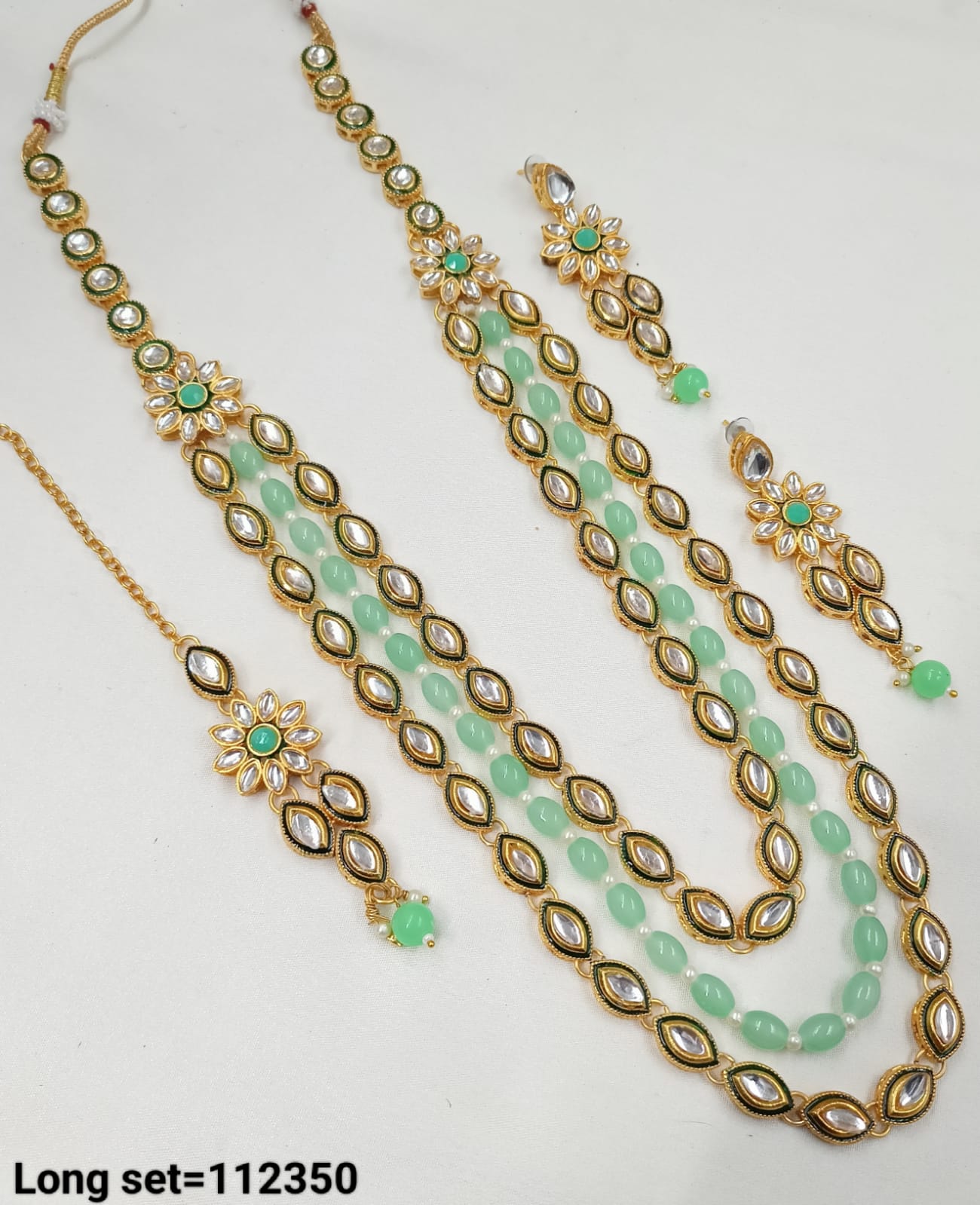 Party Wear Gold Plated Long Necklace Set