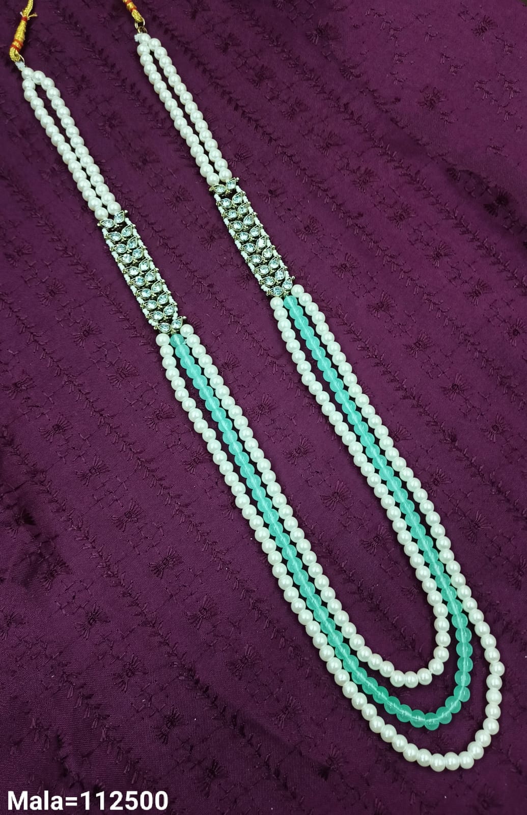 legant Triple-Strand Beaded Mala with CZ Stone Detailing