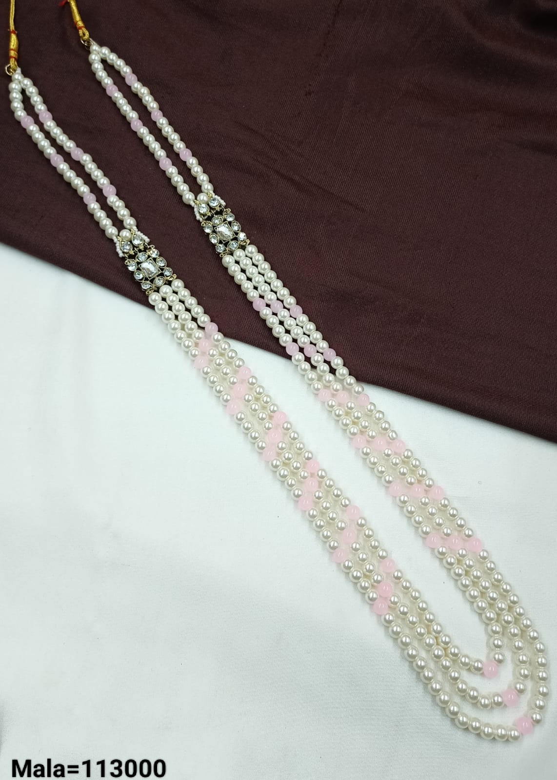 Classic Triple-Strand Pearl Mala – Traditional Ethnic Jewelry
