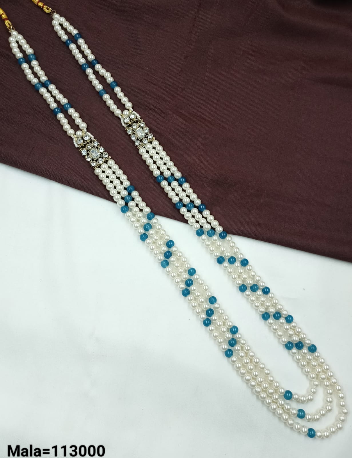 Classic Triple-Strand Pearl Mala – Traditional Ethnic Jewelry