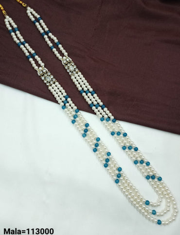 Classic Triple-Strand Pearl Mala – Traditional Ethnic Jewelry
