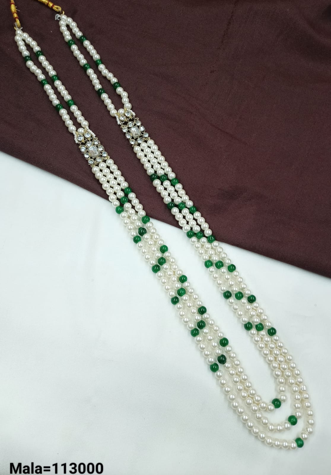 Classic Triple-Strand Pearl Mala – Traditional Ethnic Jewelry