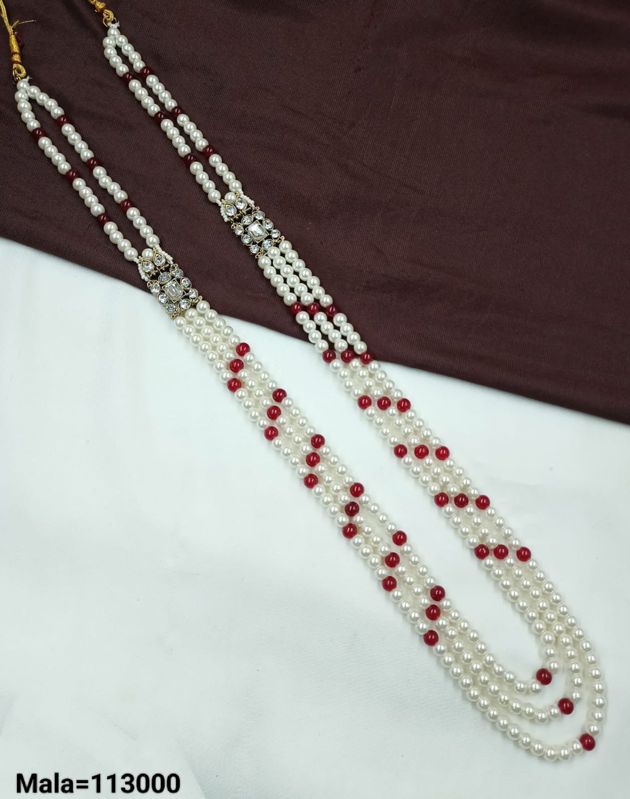 Classic Triple-Strand Pearl Mala – Traditional Ethnic Jewelry