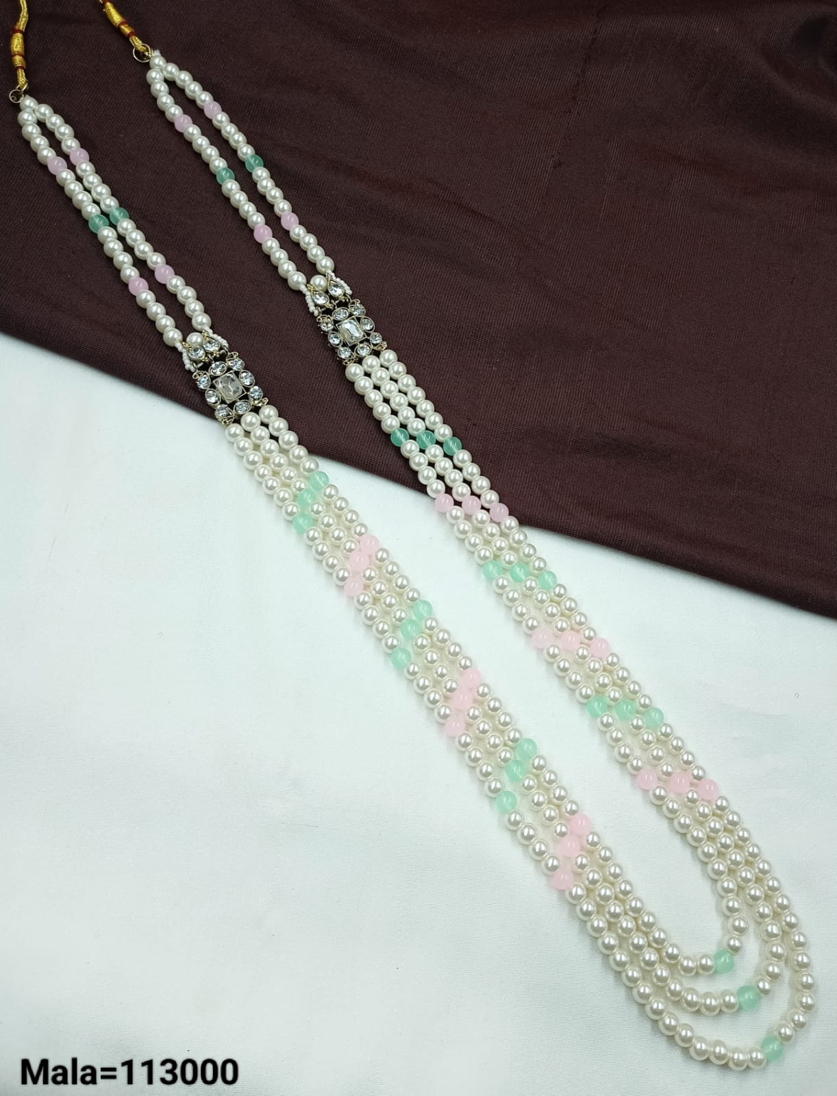 Classic Triple-Strand Pearl Mala – Traditional Ethnic Jewelry