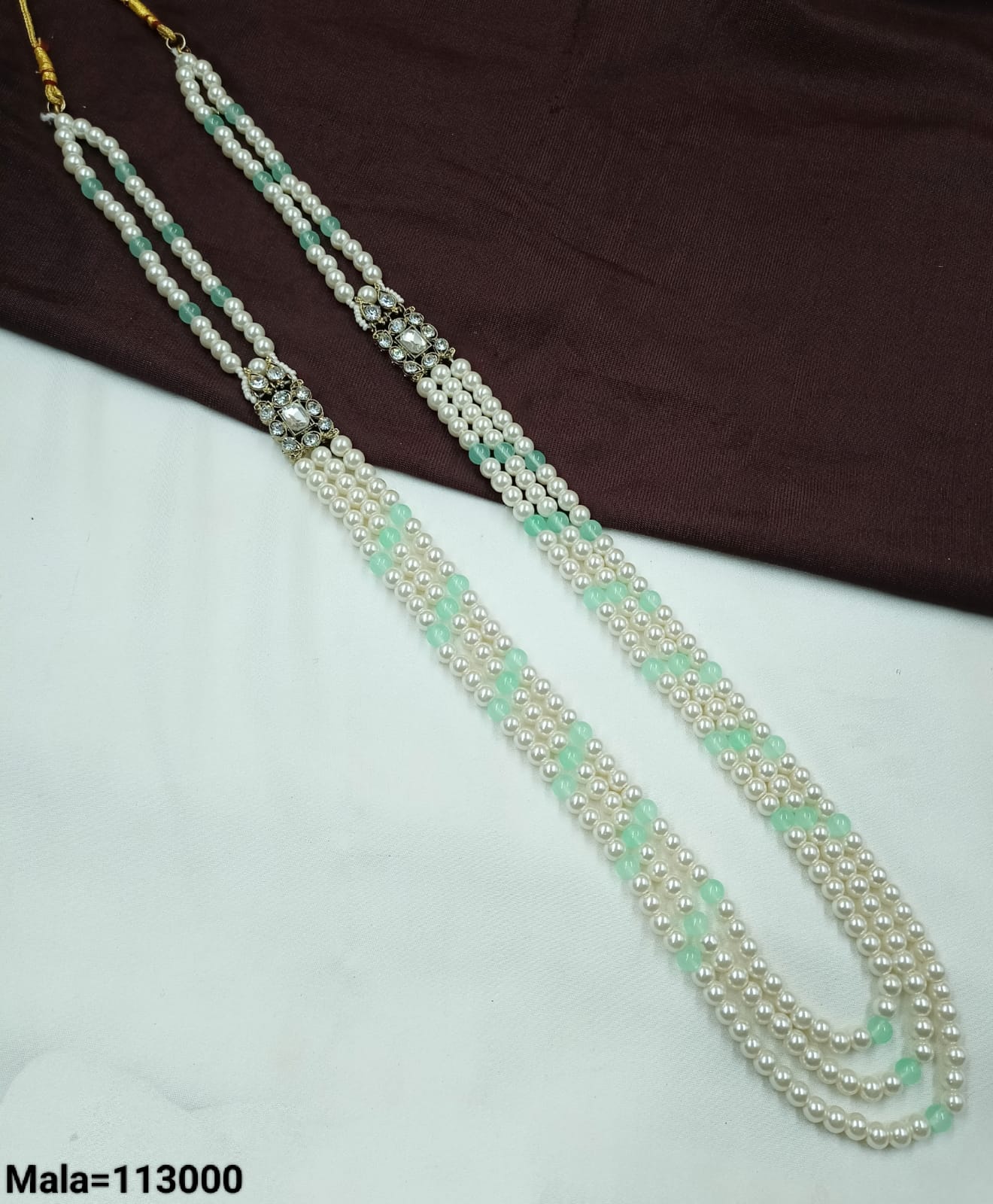 Classic Triple-Strand Pearl Mala – Traditional Ethnic Jewelry