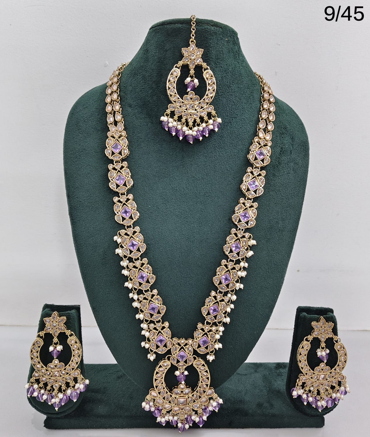 LucenteMarket AD Stone Bridal Long Necklace Set with Earrings & Maang Tikka – Premium Traditional Design