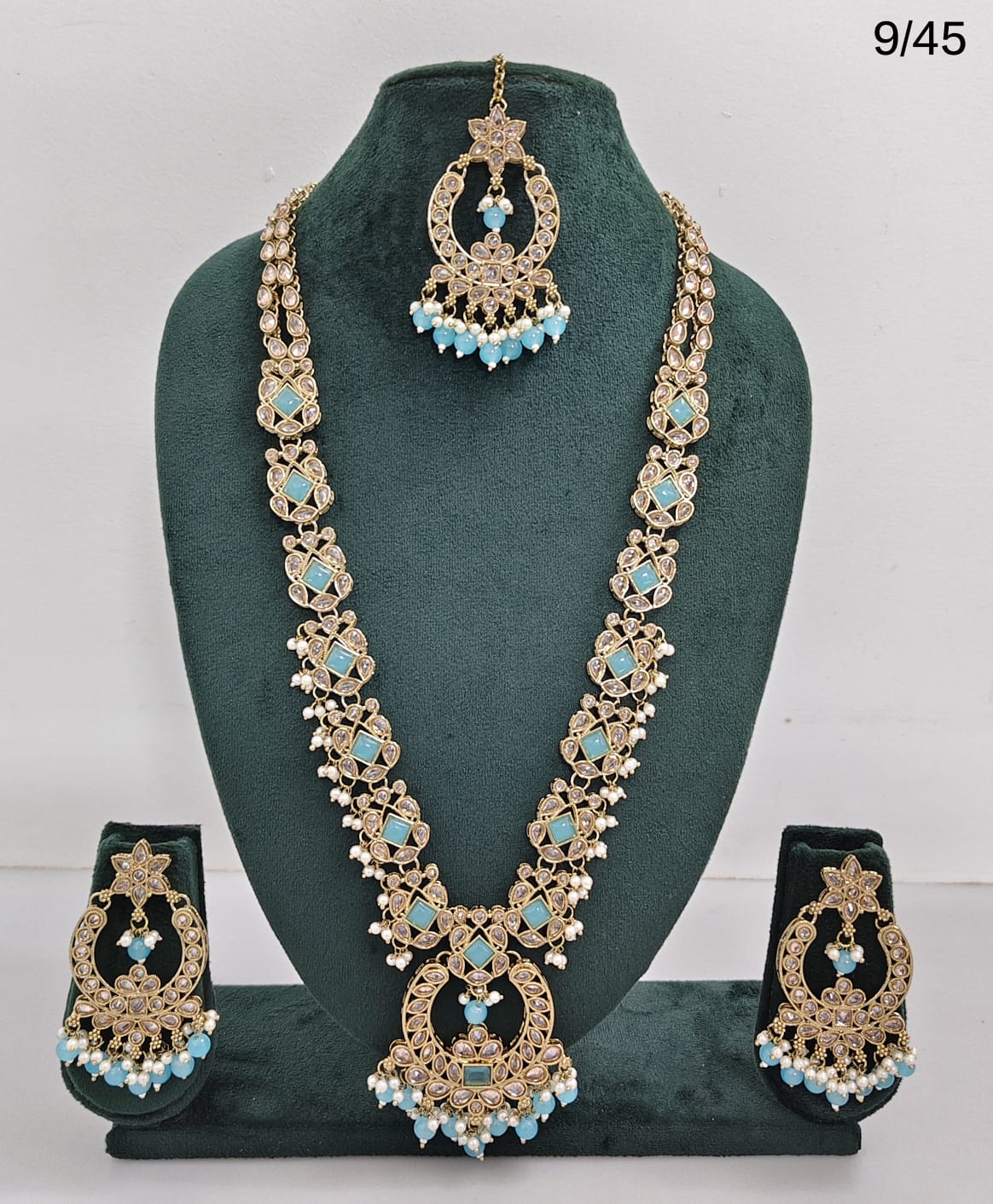 LucenteMarket AD Stone Bridal Long Necklace Set with Earrings & Maang Tikka – Premium Traditional Design