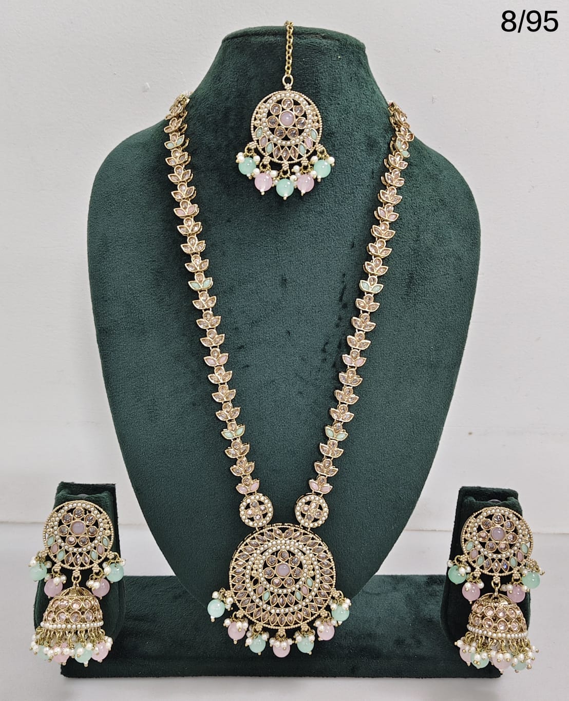 Necklace Set with Jhumka Earrings & Maang Tikka – Traditional Long Set for Wedding & Festive Wear