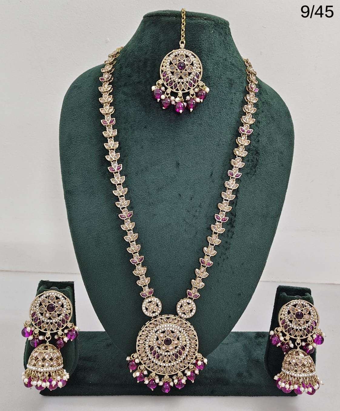 Necklace Set with Jhumka Earrings & Maang Tikka – Traditional Long Set for Wedding & Festive Wear