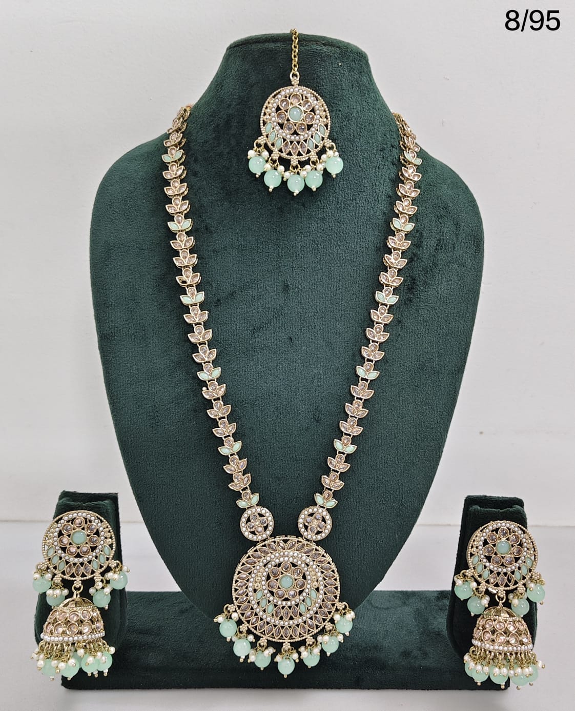 Necklace Set with Jhumka Earrings & Maang Tikka – Traditional Long Set for Wedding & Festive Wear