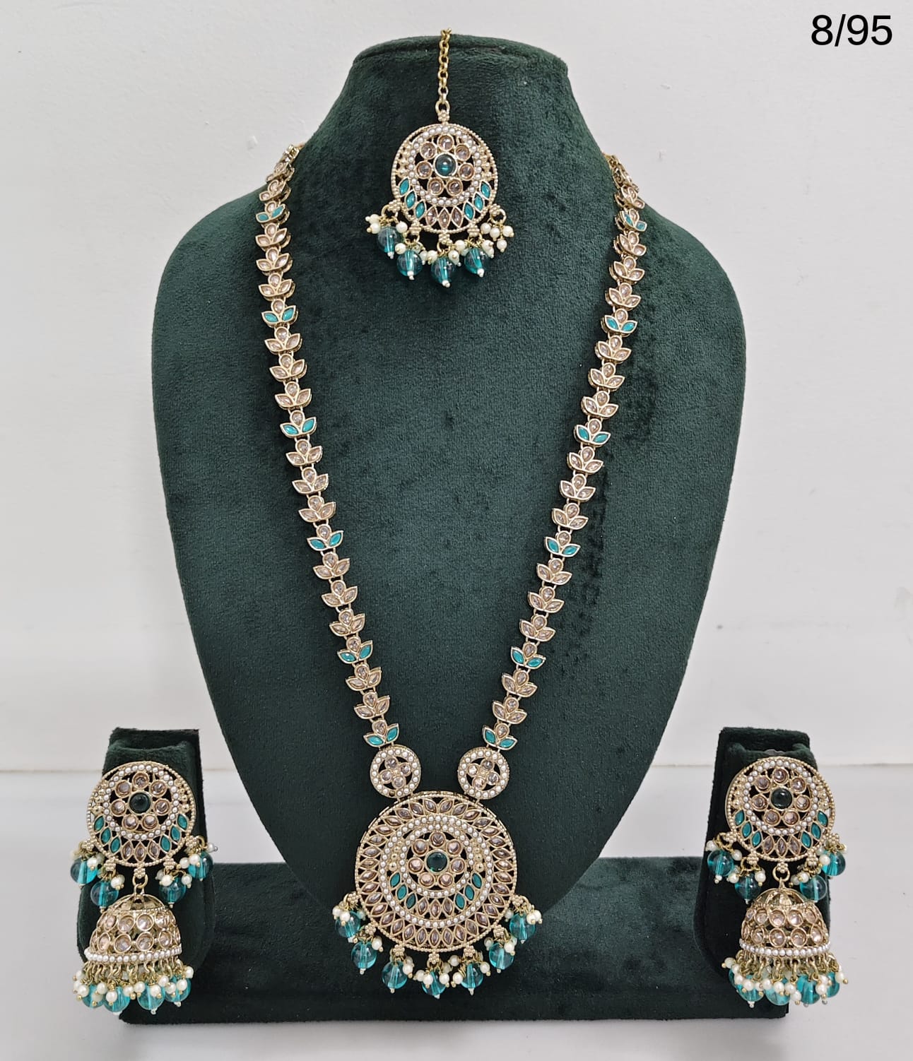Necklace Set with Jhumka Earrings & Maang Tikka – Traditional Long Set for Wedding & Festive Wear