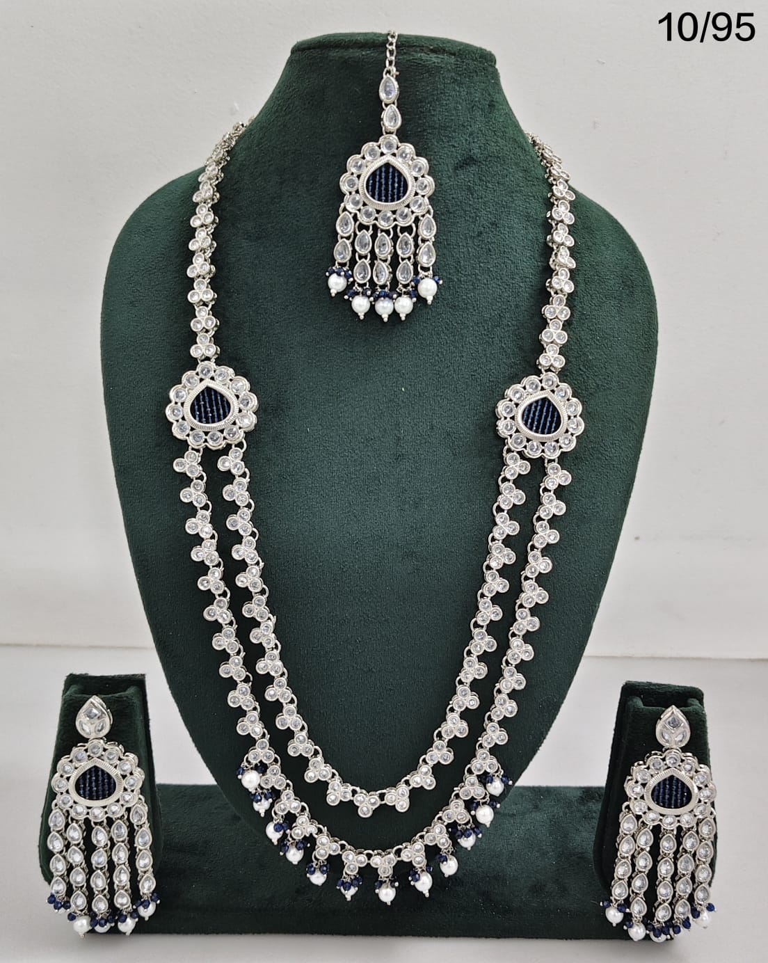 LucenteMarket Traditional Long Kundan Necklace Set with Matching Earrings