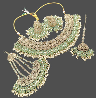 Traditional Gold Plated Choker Necklace Set with Pearl Embellishments