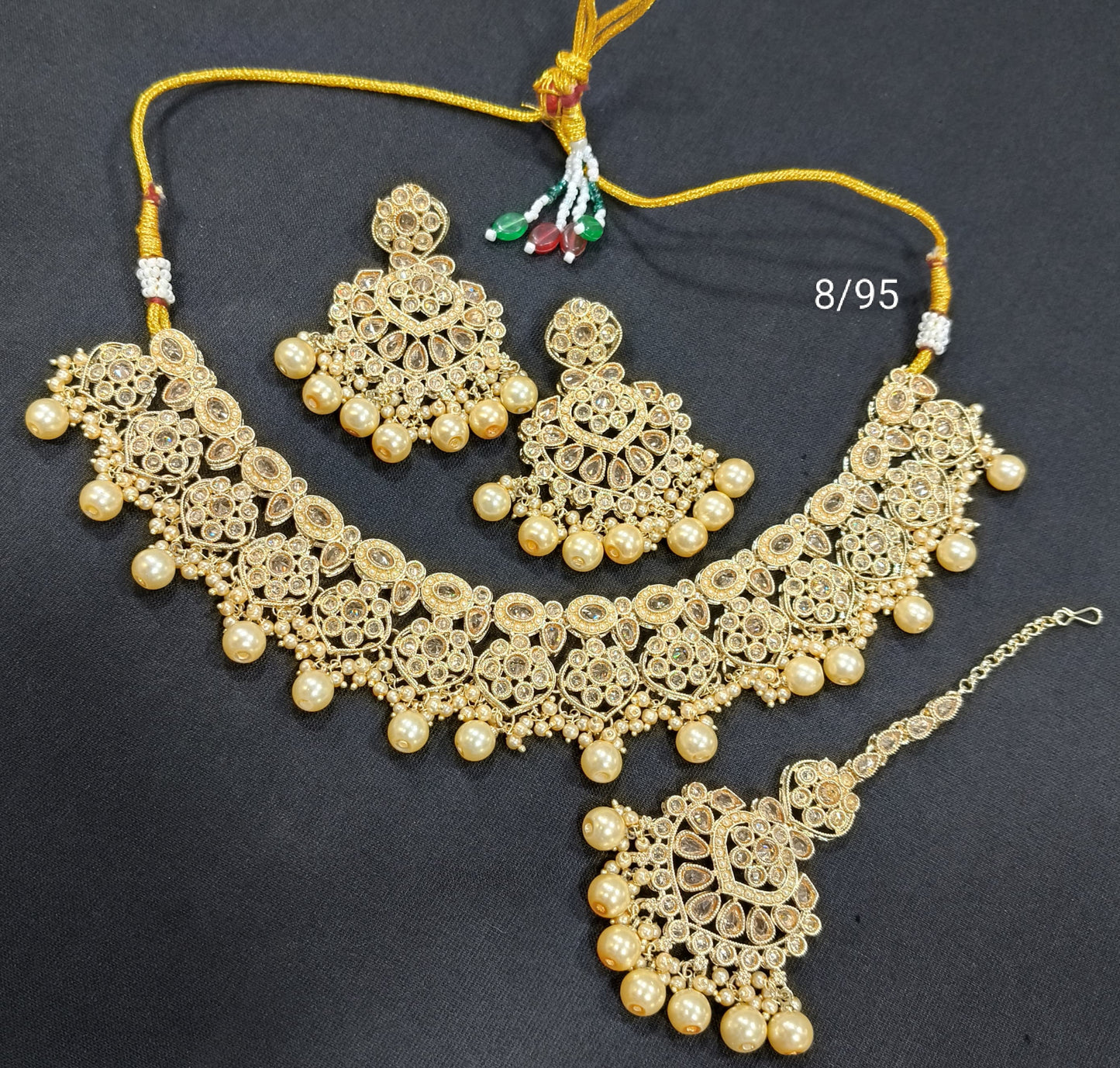 Traditional Pearl Drop Designer Choker Necklace Set for Women