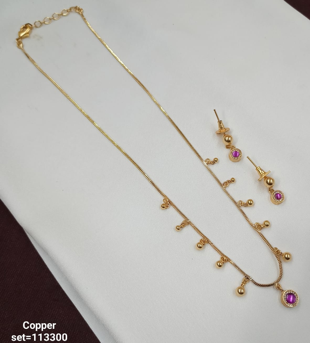 Traditional CZ Gold Plated Long Jewellery Set - Lucentemarket