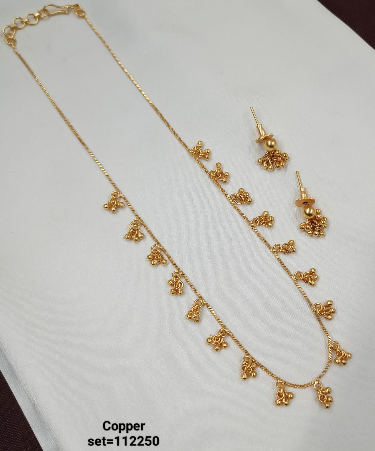 Gold Plated Traditional Long Jewellery Set With Earrings