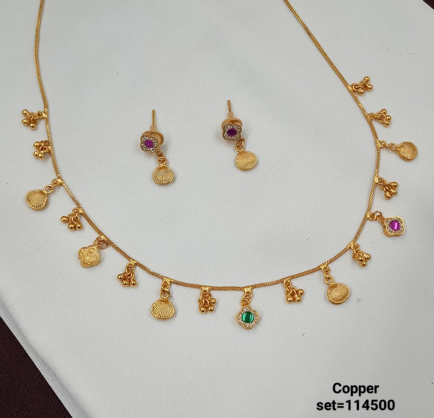 Gold Plated Traditional Choker Necklace Jewellery Set With Earrings