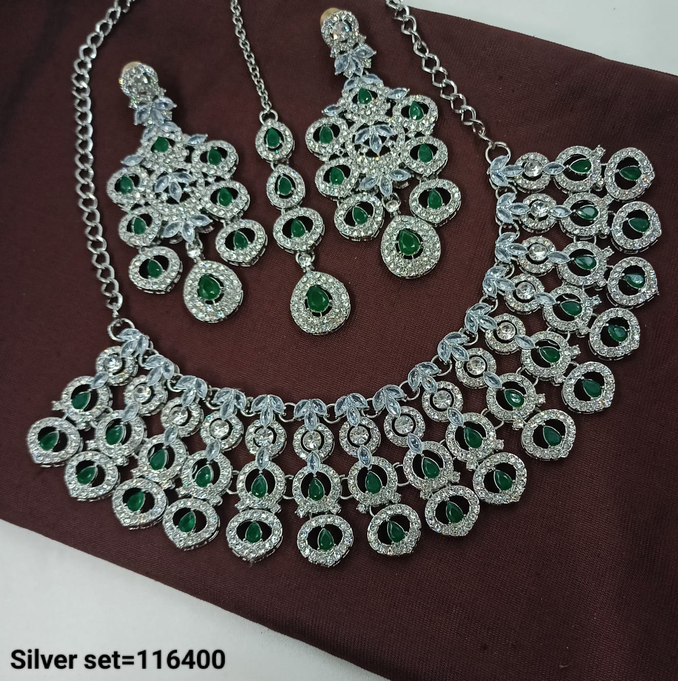 Elegant Silver Bridal Necklace & Earrings Set – Designer Statement Jewelry