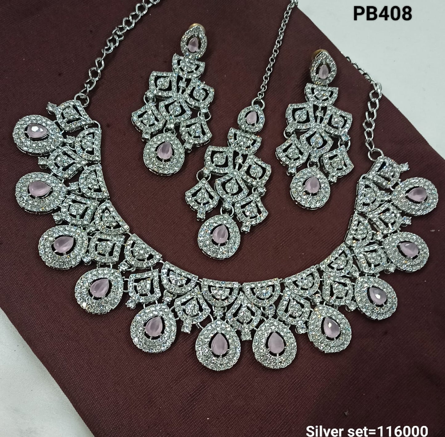 Luxury Silver Necklace & Earrings Set – Bridal & Formal Jewelry