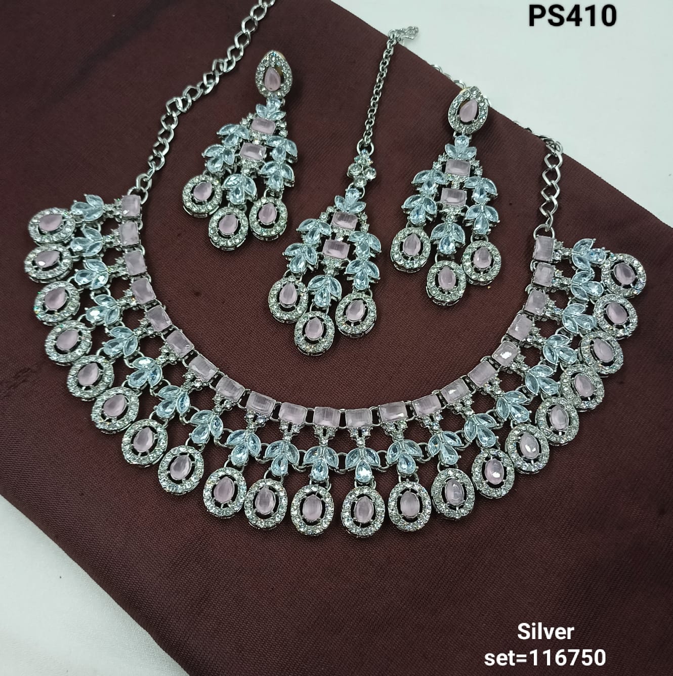 Designer Silver Necklace & Earrings Set – Bridal & Event Jewelry