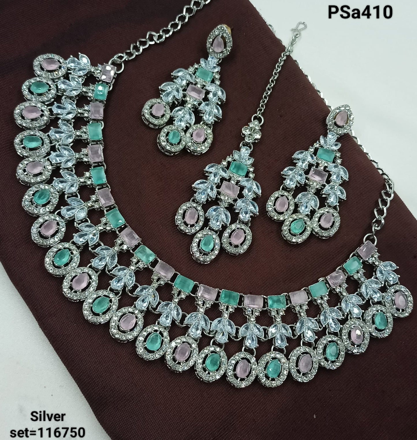 Designer Silver Necklace & Earrings Set – Bridal & Event Jewelry