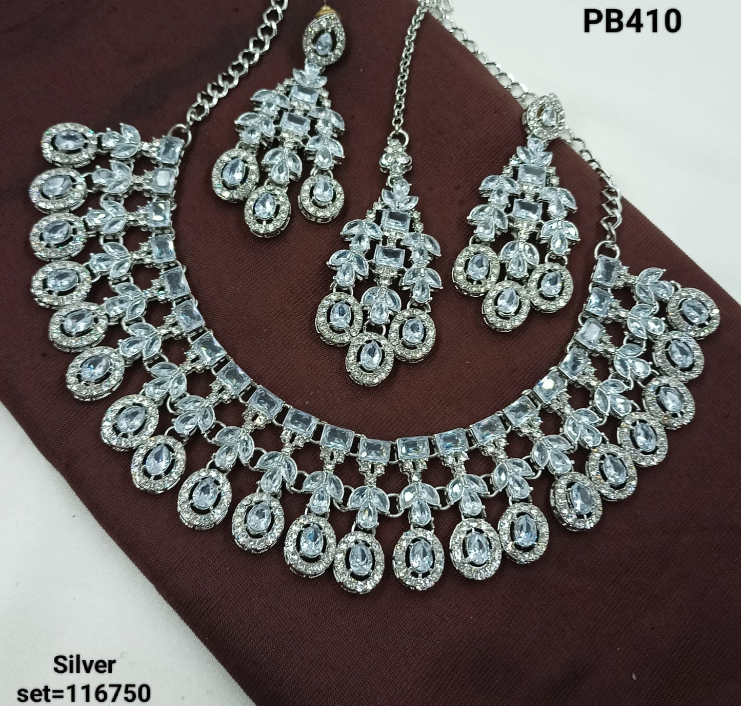 Designer Silver Necklace & Earrings Set – Bridal & Event Jewelry