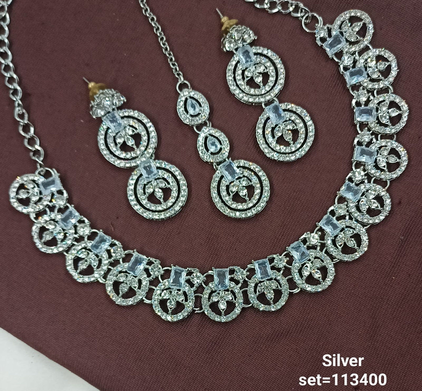 Elegant Silver Necklace and Earring Set – Bridal & Party Jewelry - Lucentemarket