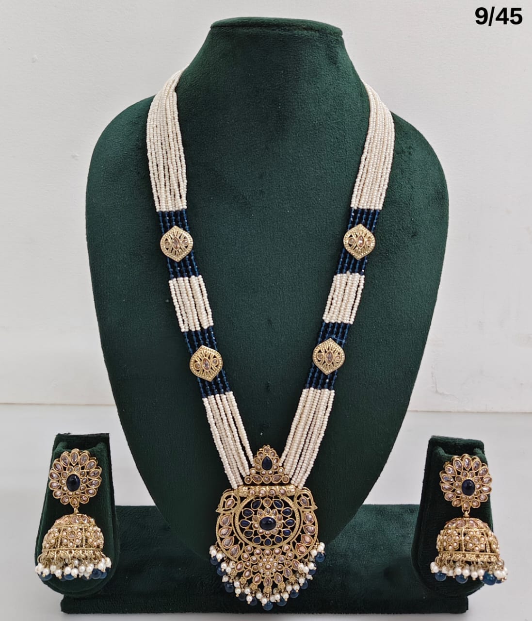 Traditional Pearl Beaded Necklace Set with Earrings