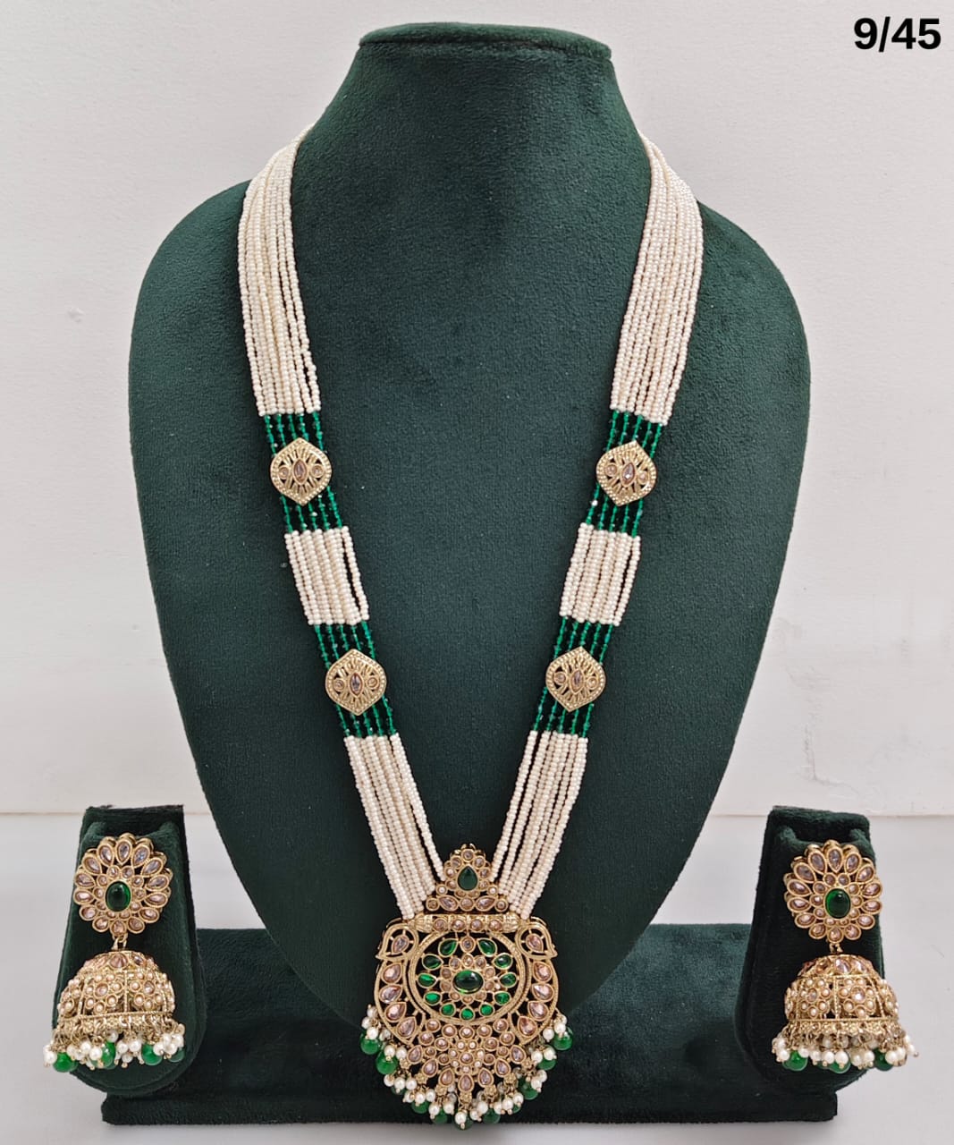Traditional Pearl Beaded Necklace Set with Earrings