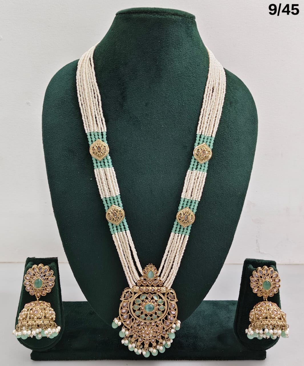 Traditional Pearl Beaded Necklace Set with Earrings
