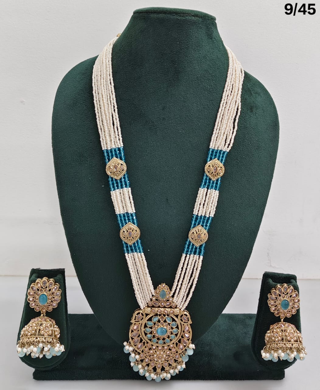 Traditional Pearl Beaded Necklace Set with Earrings
