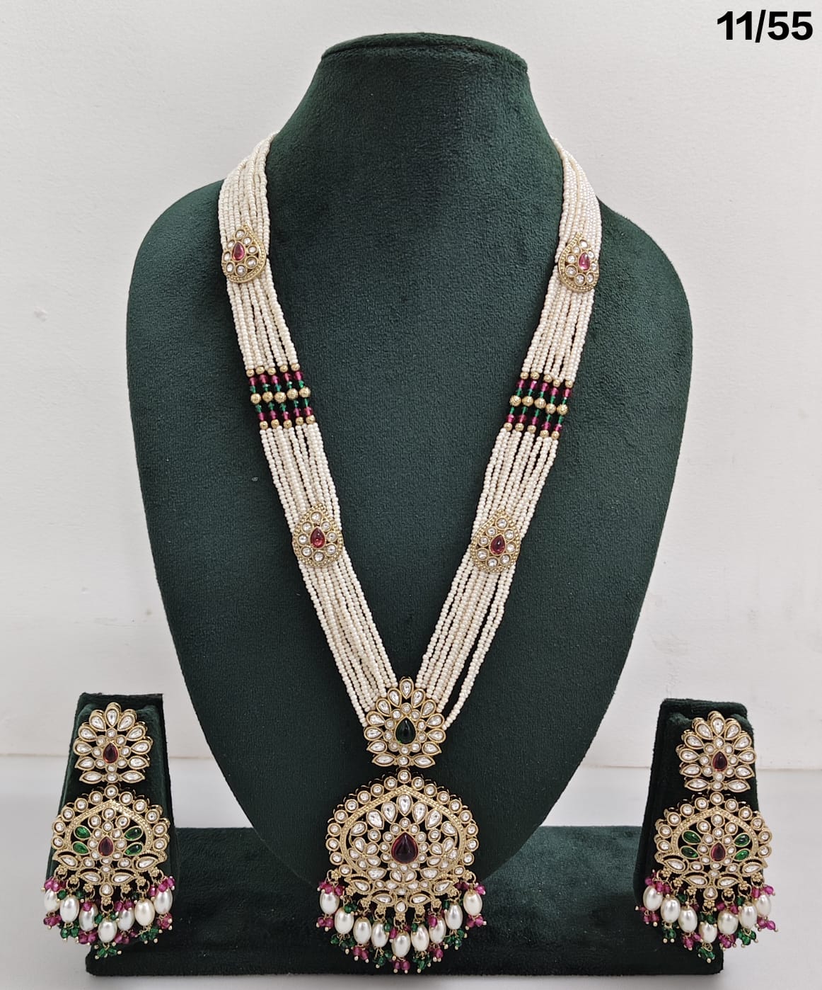 Elegant CZ Long Necklace Set with Earrings – Bridal & Party Jewelry