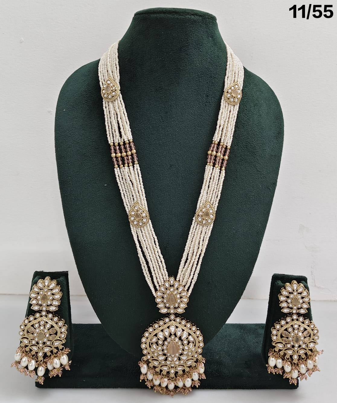 Elegant CZ Long Necklace Set with Earrings – Bridal & Party Jewelry