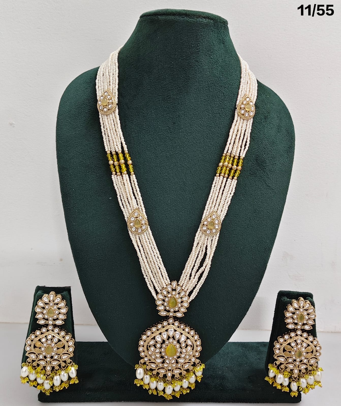 Elegant CZ Long Necklace Set with Earrings – Bridal & Party Jewelry