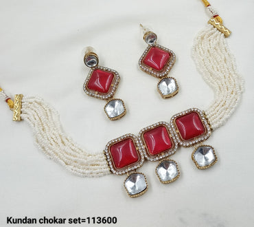 Elegant Traditional Choker Set with Multi-Strand Beads