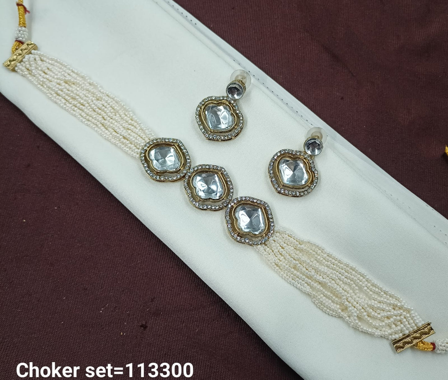 Elegant Choker Set with Pearls & Rhinestone Detailing