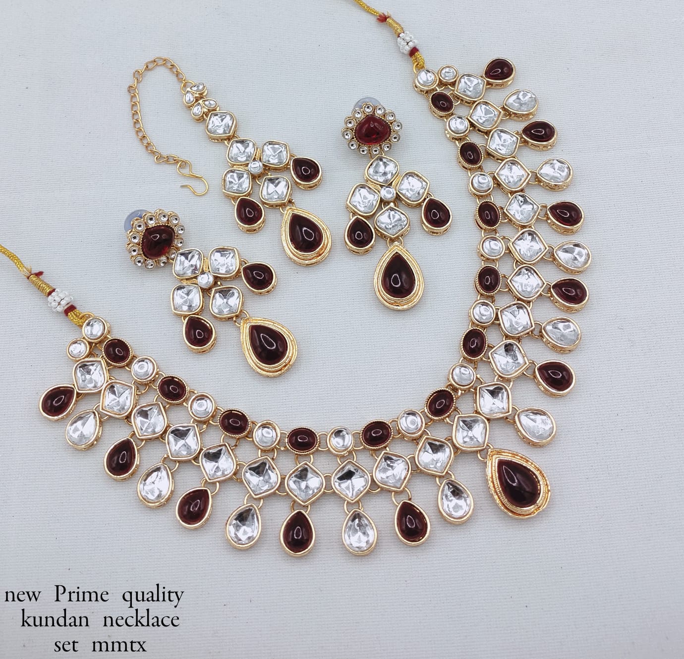 Premium CZ Necklace Set with Matching Earrings & Maang Tikka
