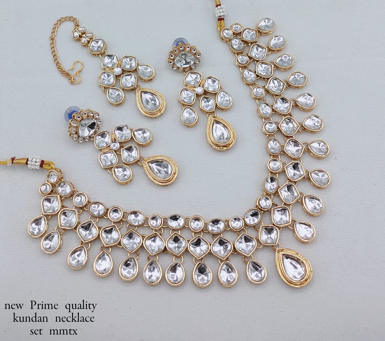 Premium CZ Necklace Set with Matching Earrings & Maang Tikka