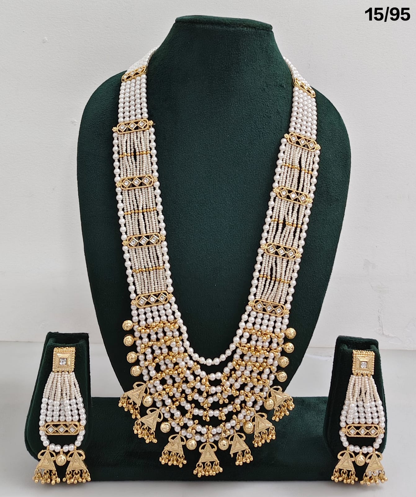 Multi-Layer Beaded Rani Haar Necklace Set with CZ Embellished Accents & Matching Earrings