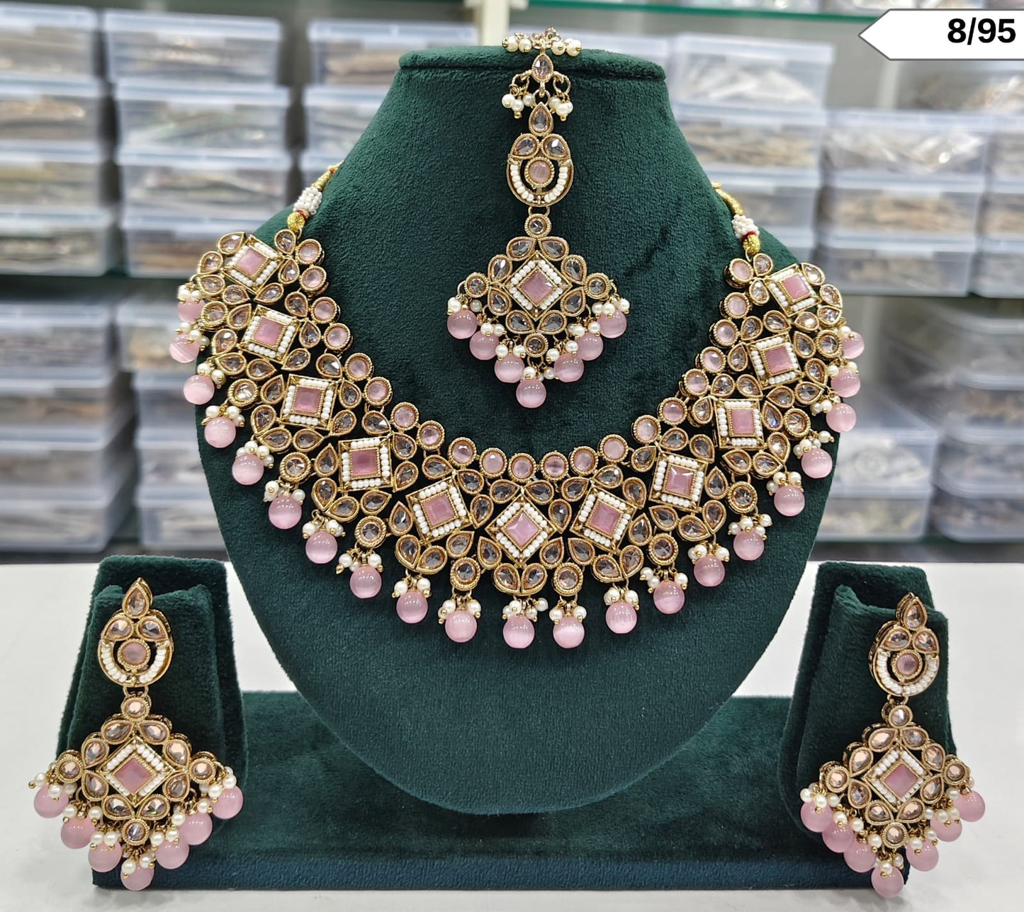 Kundan Stone Choker Necklace Set with Matching Earrings and Maang Tikka – Bridal & Ethnic Jewellery